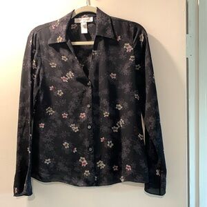 Silk Jones New York 100%Silk floral blouse 6